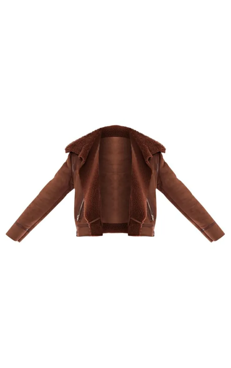 PrettyLittleThing Aviator Jackets*Faux Suede PU Bonded Aviator Jacket