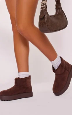 PrettyLittleThing Ankle Boots*Faux Suede Round Toe Thick Flat Sole Ankle Boots