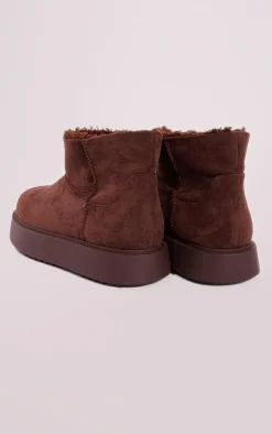 PrettyLittleThing Ankle Boots*Faux Suede Round Toe Thick Flat Sole Ankle Boots