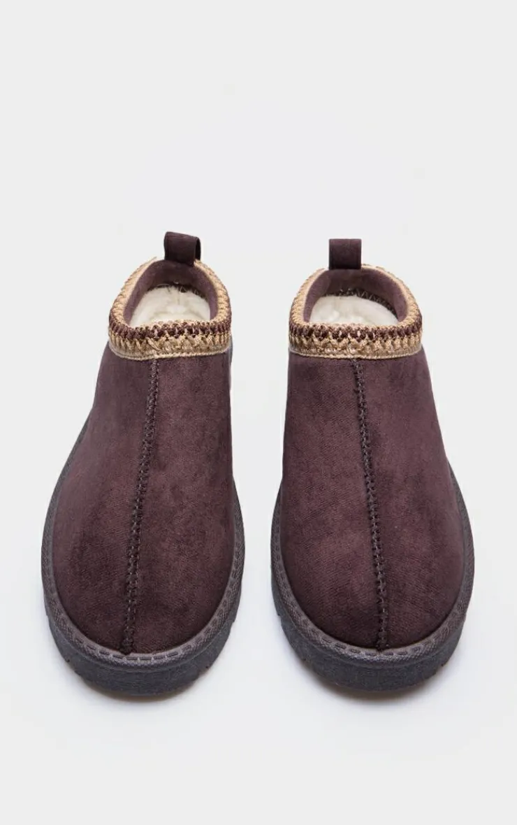 PrettyLittleThing Thanksgiving Outfits*Faux Suede Round Toe Slip On Sticthed Flats
