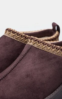 PrettyLittleThing Thanksgiving Outfits*Faux Suede Round Toe Slip On Sticthed Flats