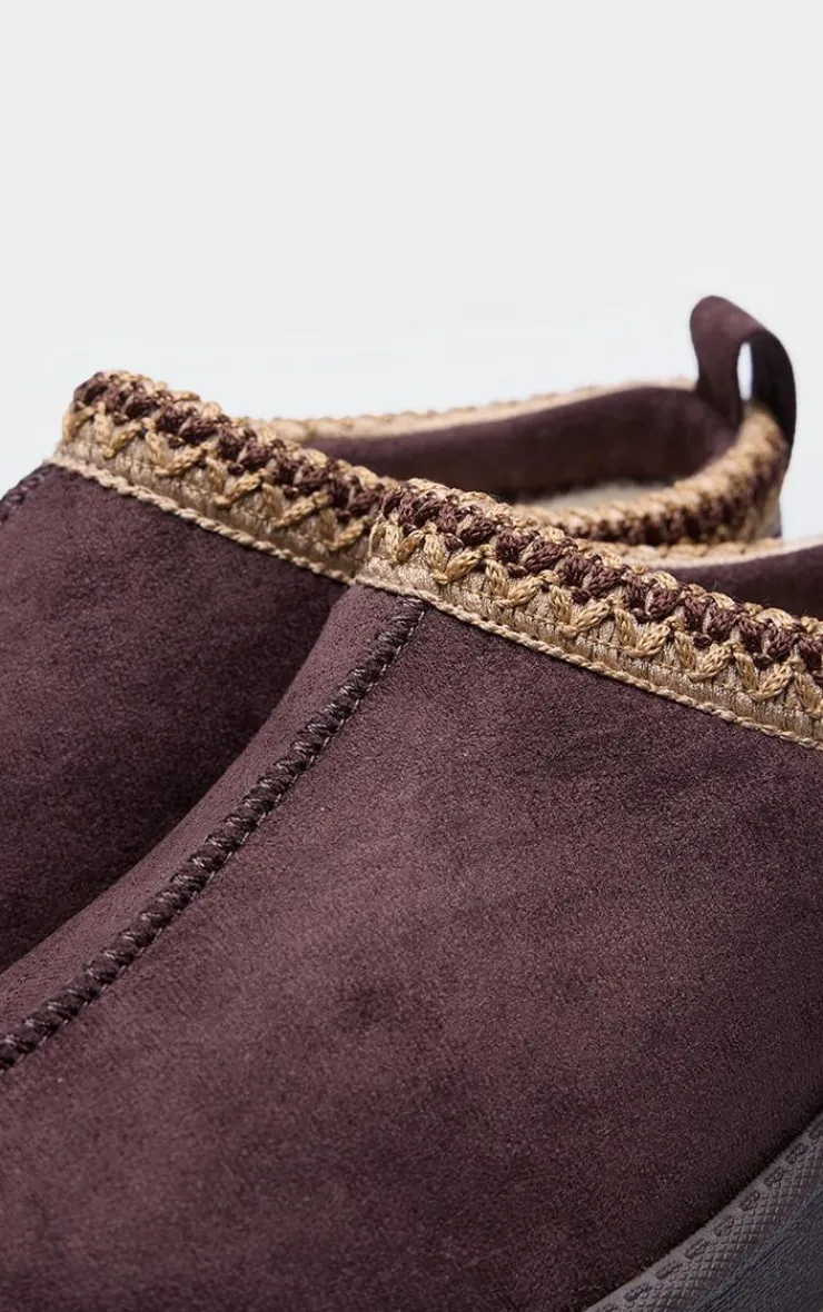 PrettyLittleThing Thanksgiving Outfits*Faux Suede Round Toe Slip On Sticthed Flats