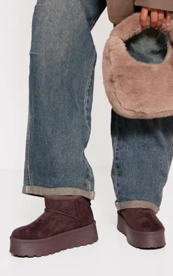 PrettyLittleThing Ankle Boots*Faux Suede Round Toe Platform Ankle Boots