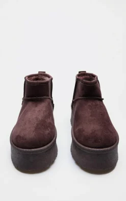 PrettyLittleThing Ankle Boots*Faux Suede Round Toe Platform Ankle Boots