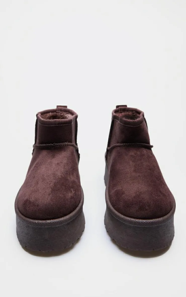 PrettyLittleThing Ankle Boots*Faux Suede Round Toe Platform Ankle Boots