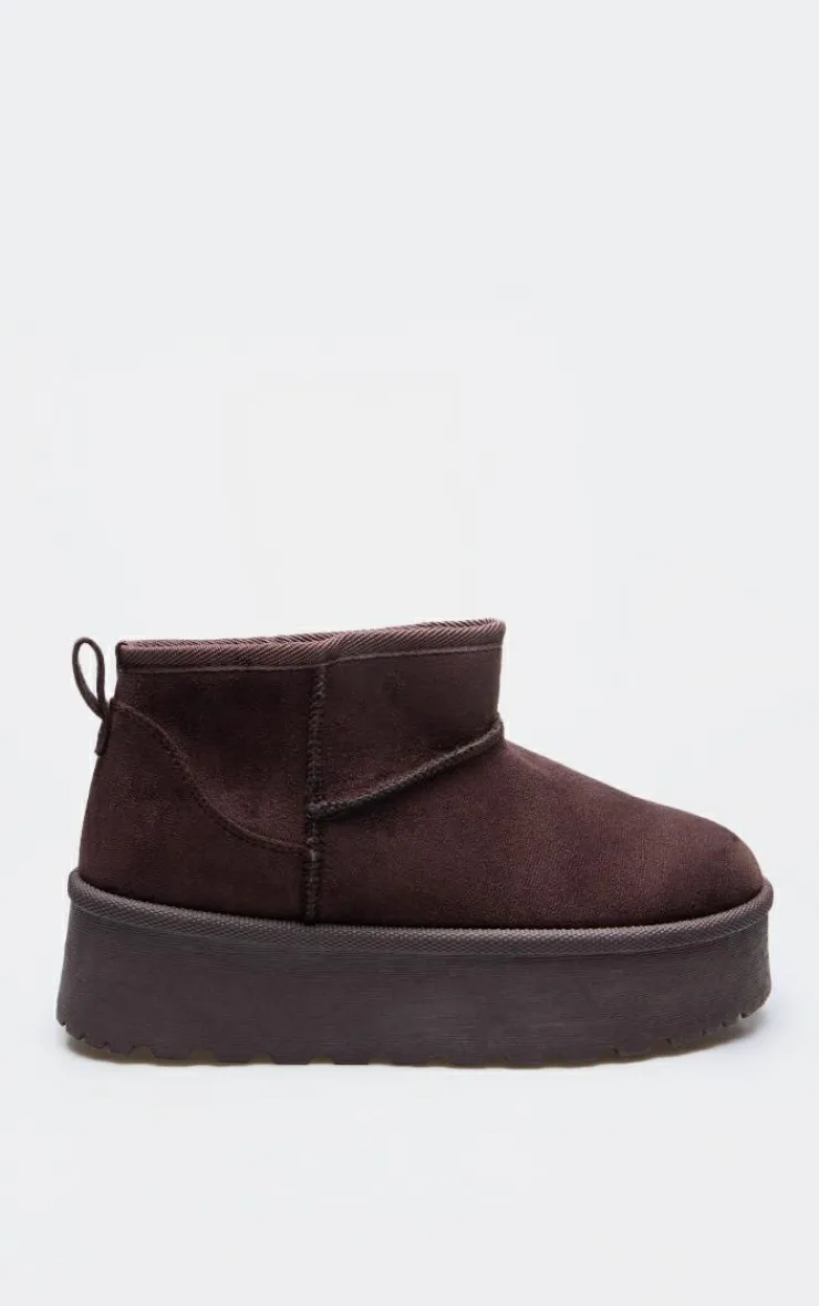 PrettyLittleThing Ankle Boots*Faux Suede Round Toe Platform Ankle Boots
