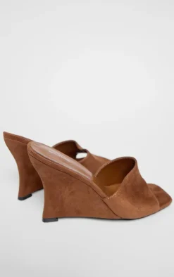 PrettyLittleThing Heeled Sandals*Faux Suede Square Toe Wedge Heeled Sandals