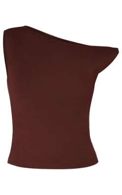 PrettyLittleThing Knitted Tops*Chocolate Fine Knit Twist Neck Vest Top