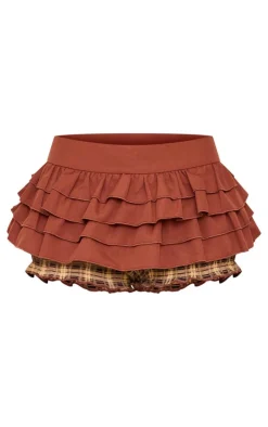 PrettyLittleThing Thanksgiving Outfits*Chocolate Frilly Peplum Detail Skort