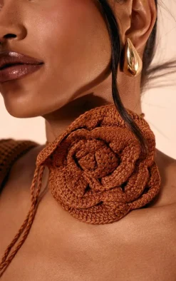 PrettyLittleThing Scarves & Gloves*Knitted Corsage Neck Tie