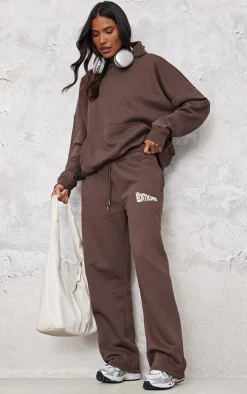 Clearance PrettyLittleThing Limited Editions Oversized Puff Print Hoodie Chocolate