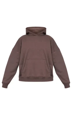 Clearance PrettyLittleThing Limited Editions Oversized Puff Print Hoodie Chocolate