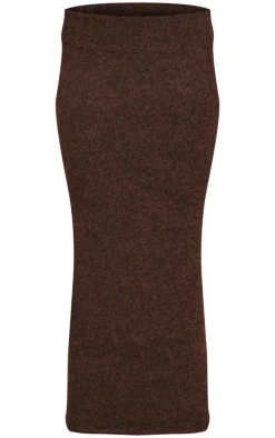 Best PrettyLittleThing Marl Knit Foldover Maxi Skirt Chocolate