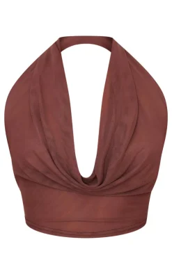 PrettyLittleThing Sleeveless Tops*Mesh Halter Neck Top