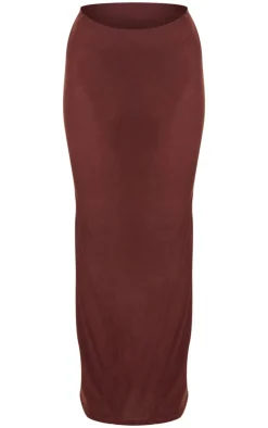 Hot PrettyLittleThing Mesh Low Rise Maxi Skirt Chocolate