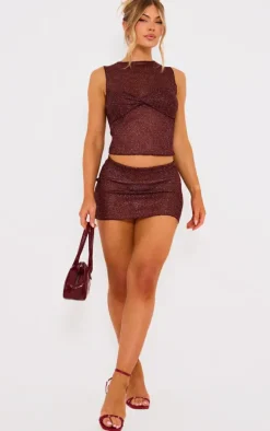New PrettyLittleThing Chocolate Metallic Layered Vest Top Chocolate.