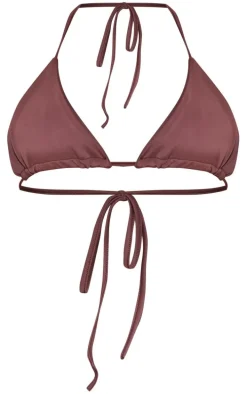 Chocolate Micro Ruched Triangle Bikini Top