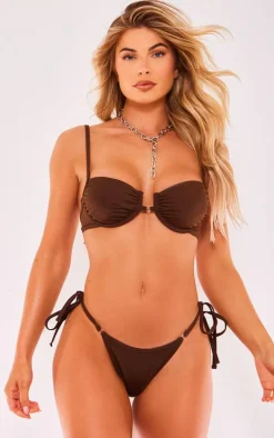Chocolate Mini O Ring Underwired Bikini Top