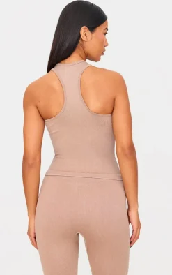PrettyLittleThing Workout Tops*Acid Wash Seamless Rib Halter Neck Gym Top