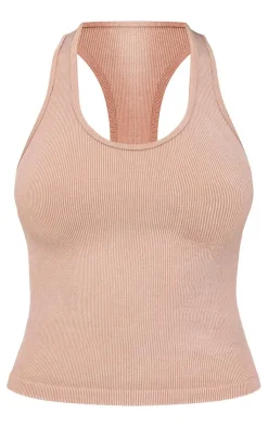 PrettyLittleThing Workout Tops*Acid Wash Seamless Rib Halter Neck Gym Top