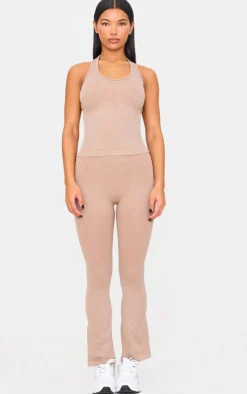 PrettyLittleThing Gym Wear*Acid Wash Seamless Rib Flare Yoga Pants