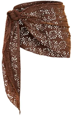 Chocolate Netted Tie Side Beach Sarong