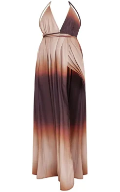 Ombre Print Halterneck Maxi Dress-PrettyLittleThing New