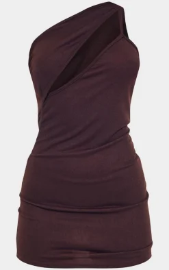 Chocolate One Shoulder Cut Out Strap Detail Bodycon Dress-PrettyLittleThing Hot