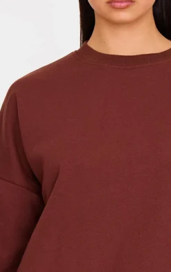 Discount PrettyLittleThing Chocolate Oversized Long Sleeve Sweatshirt Chocolate.