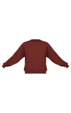 Discount PrettyLittleThing Chocolate Oversized Long Sleeve Sweatshirt Chocolate.