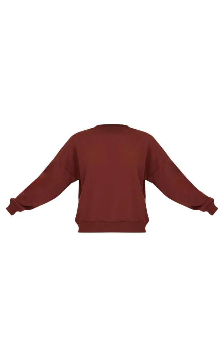 Discount PrettyLittleThing Chocolate Oversized Long Sleeve Sweatshirt Chocolate.