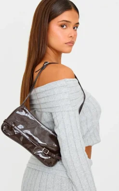 PrettyLittleThing Shoulder Bags*Patent Pu Buckle Baguette Shoulder Bag