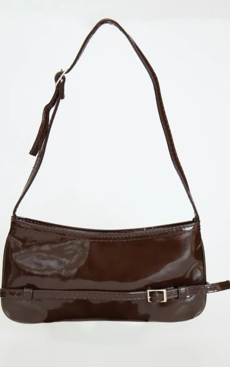 PrettyLittleThing Shoulder Bags*Patent Pu Buckle Baguette Shoulder Bag
