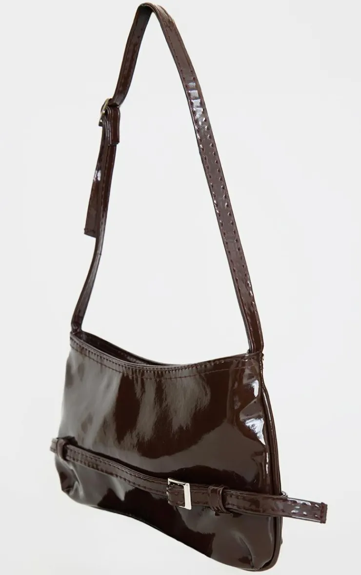 PrettyLittleThing Shoulder Bags*Patent Pu Buckle Baguette Shoulder Bag