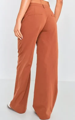 Chocolate Peach Skin Straight Leg Pants
