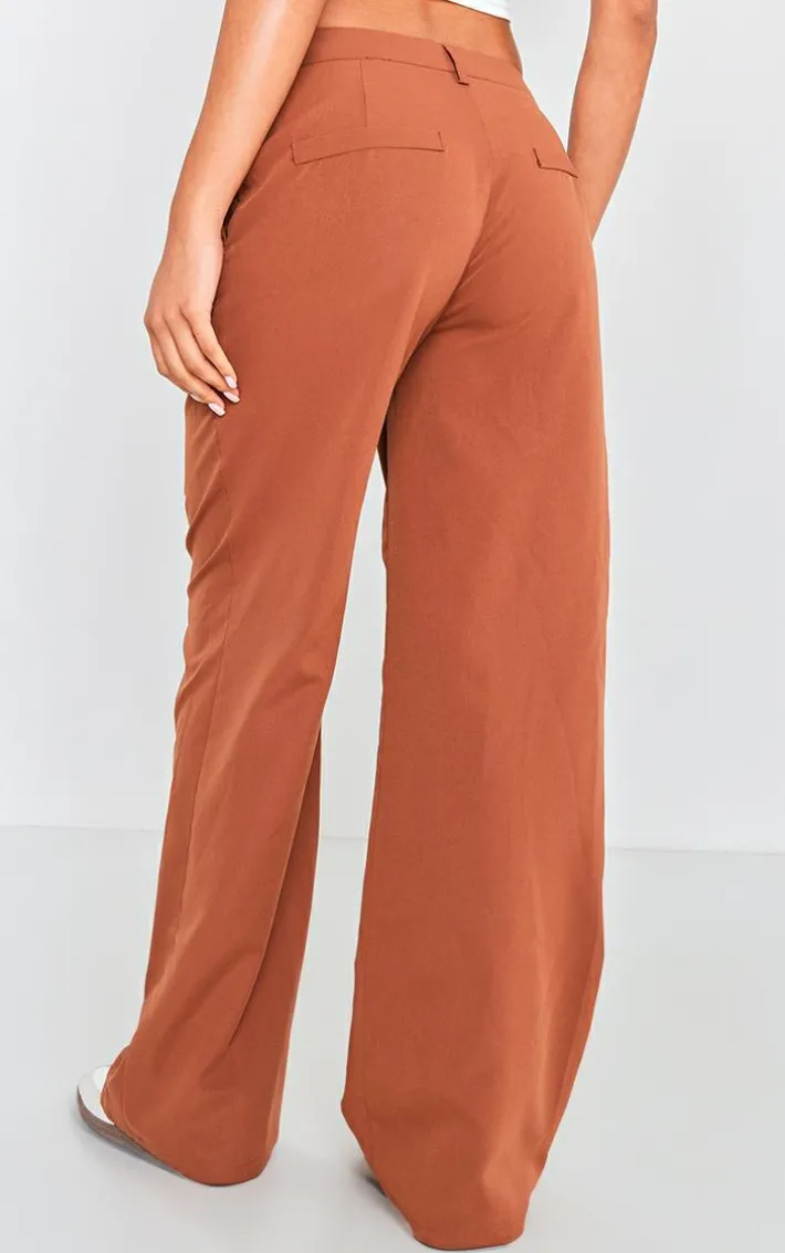 Chocolate Peach Skin Straight Leg Pants