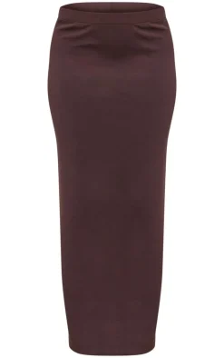 PrettyLittleThing Chocolate Premium Soft Touch Low Rise Maxi Skirt Chocolate.