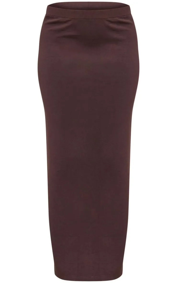 PrettyLittleThing Chocolate Premium Soft Touch Low Rise Maxi Skirt Chocolate.