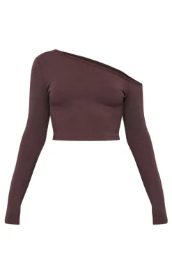 Online PrettyLittleThing Chocolate Premium Soft Touch Long Sleeve Top Chocolate.