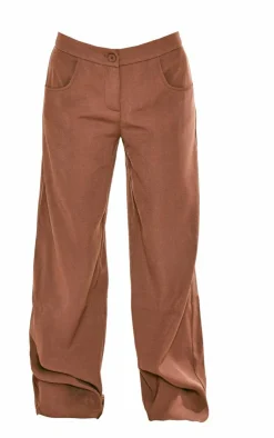 PrettyLittleThing Premium Woven High Waist Tailored Pants Chocolate