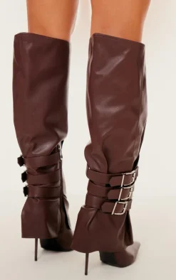 PrettyLittleThing High Heels*PU Buckle Detail High Stiletto Heel Knee High Boots