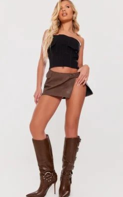 PrettyLittleThing High Heels*PU Point Toe Buckle Detail Knee High Heeled Boots