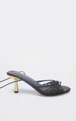 PrettyLittleThing Lace Up Heels*PU Round Toe Know Strap Detail Lace Up Heeled Sandals