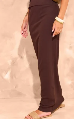 Outlet PrettyLittleThing Ribbed Maxi Skirt Chocolate