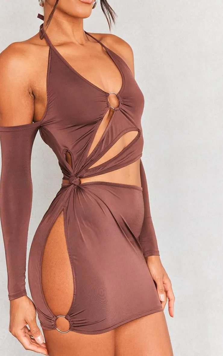 Ring Detail Cut Out Long Sleeve Bodycon Dress-PrettyLittleThing Hot