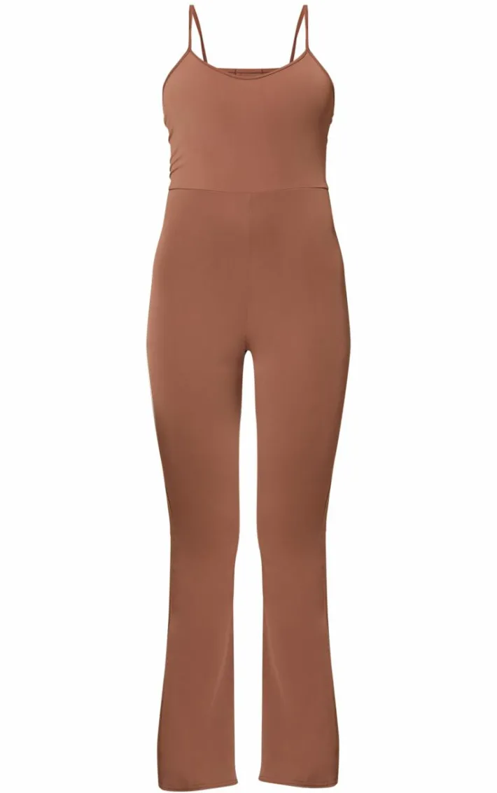 Chocolate Sculpt Strappy Wide Leg Jumpsuit