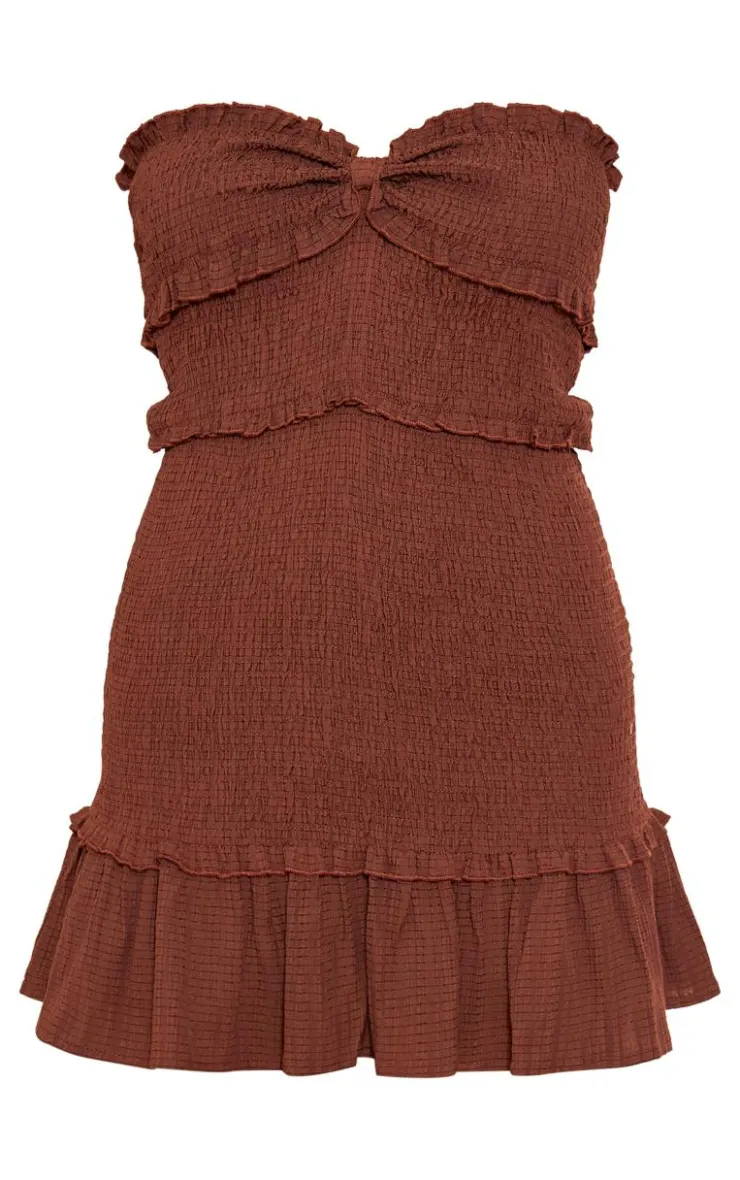 Shirred Frill Bandeau Shift Dress-PrettyLittleThing Discount