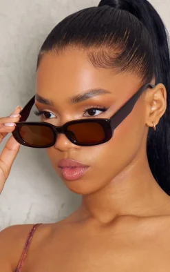 PrettyLittleThing Sunglasses*Chocolate Slim Rectangle Sunglasses