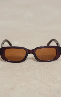 PrettyLittleThing Sunglasses*Chocolate Slim Rectangle Sunglasses