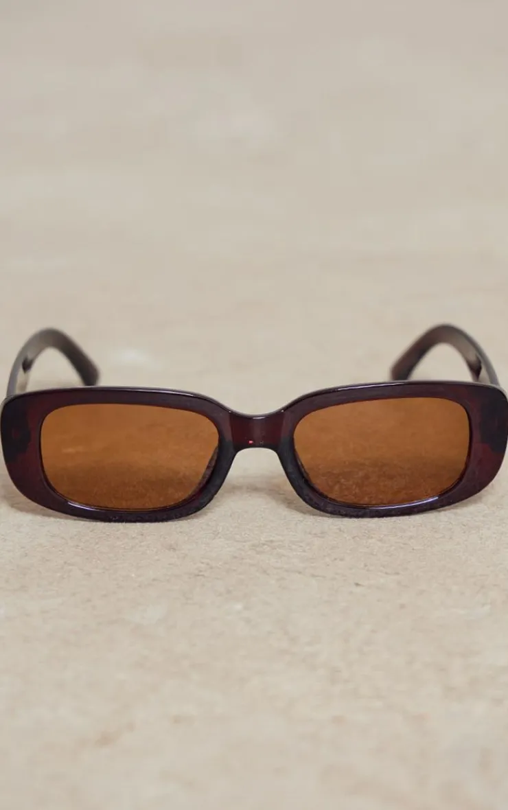 PrettyLittleThing Sunglasses*Chocolate Slim Rectangle Sunglasses